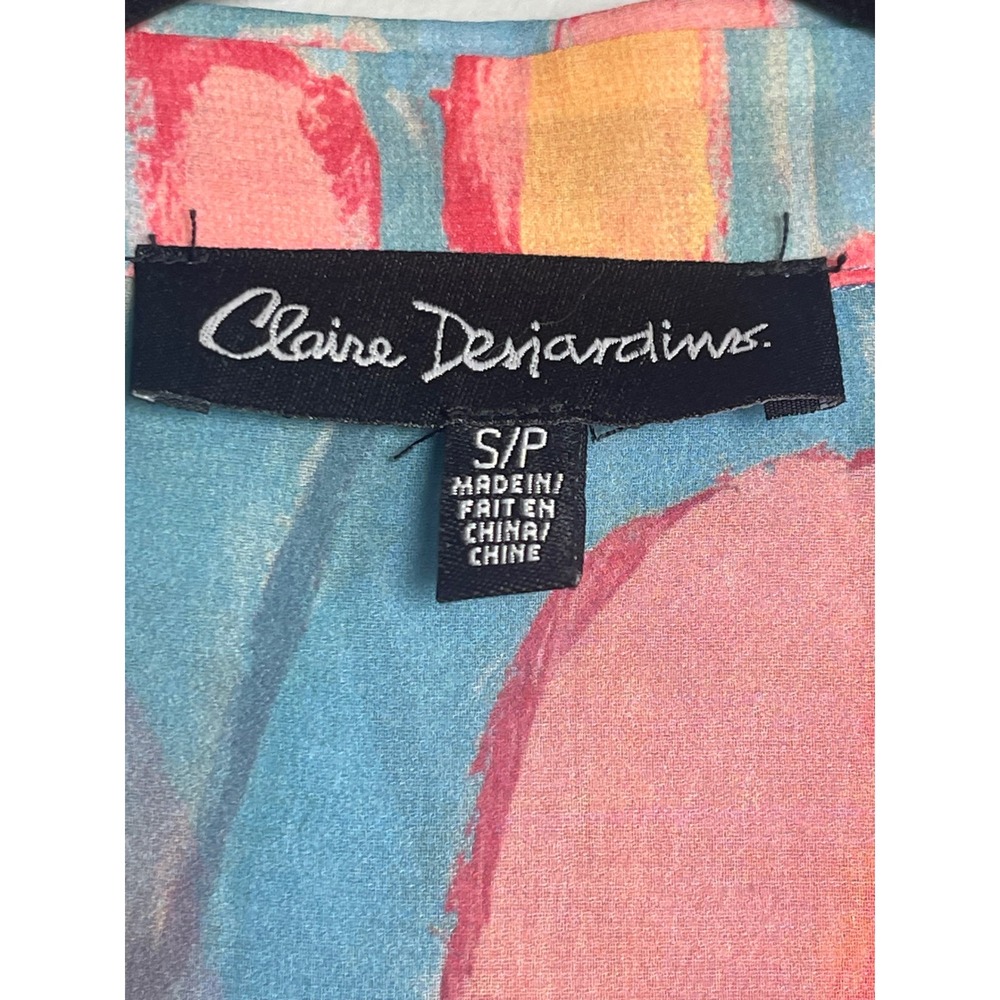 CLAIRE DESJARDINS Abstract Floral Tunic Blouse Small Multicolor Artsy‎ Bohemian - Picture 2 of 7